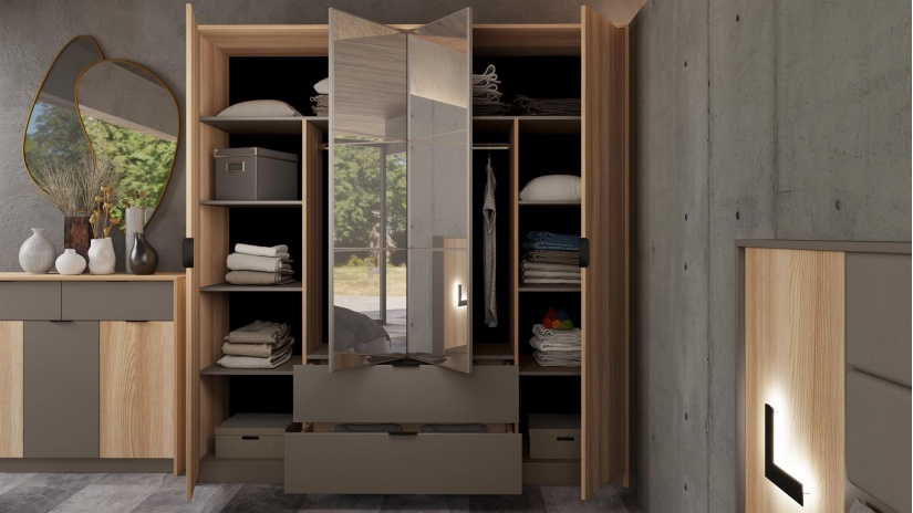 Спален комплект Опиум с включен матрак Бонел 160/200 блонд сърфейс с лате - изглед 10 - МебелМаг Спален комплект Опиум с включен матрак Бонел 160/200 блонд сърфейс с лате - изглед 10