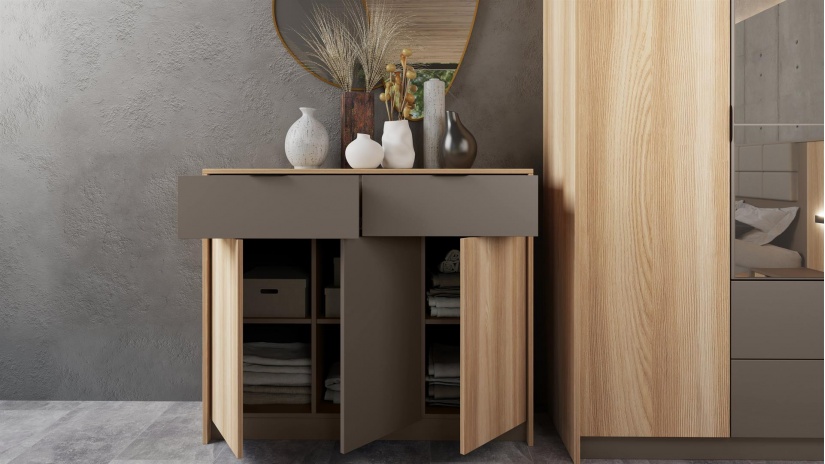 Спален комплект Опиум с включен матрак Бонел 160/200 блонд сърфейс с лате - изглед 13 - МебелМаг Спален комплект Опиум с включен матрак Бонел 160/200 блонд сърфейс с лате - изглед 13