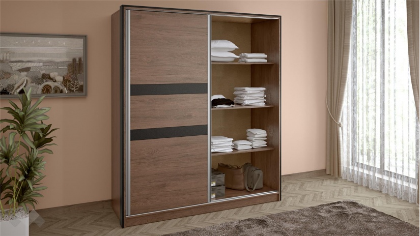 Спален комплект Ребека с включен матрак Бонел 160/200 тъмен кедър с черно шагре - изглед 8 - МебелМаг Спален комплект Ребека с включен матрак Бонел 160/200 тъмен кедър с черно шагре - изглед 8