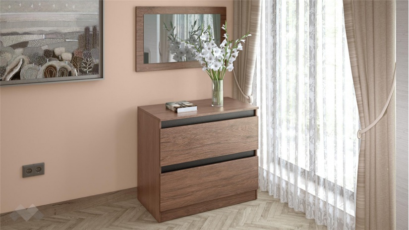 Спален комплект Ребека с включен матрак Бонел 160/200 тъмен кедър с черно шагре - изглед 4 - МебелМаг Спален комплект Ребека с включен матрак Бонел 160/200 тъмен кедър с черно шагре - изглед 4