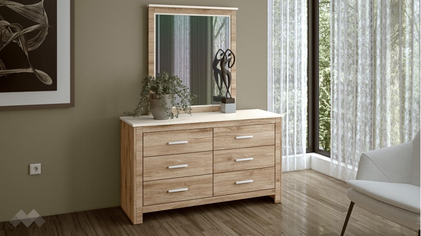 Спален комплект Силва дъб кадис с бяло гладко - изглед 5