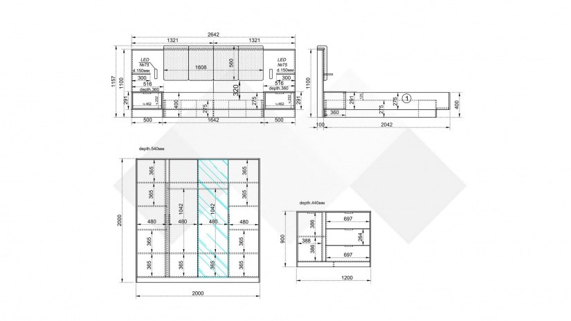 Спален комплект Кашмир кашмир - изглед 3 - МебелМаг Спален комплект Кашмир кашмир - изглед 3