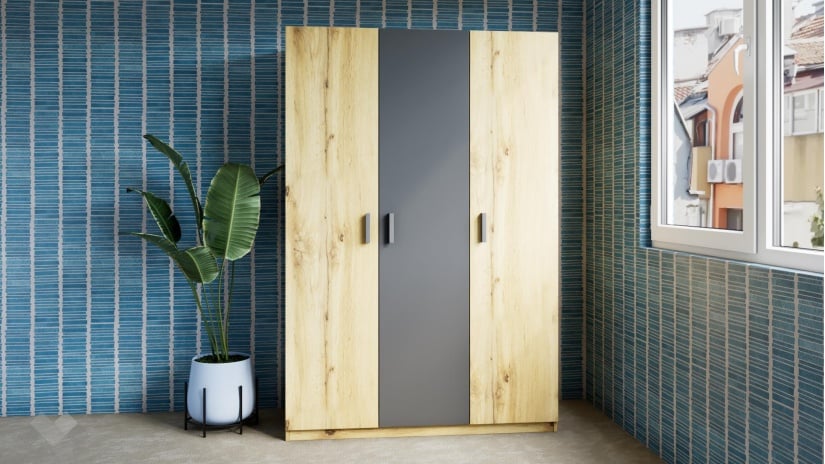 Спален комплект Малена светъл вотан с антрацит - изглед 10 - МебелМаг Спален комплект Малена светъл вотан с антрацит - изглед 10