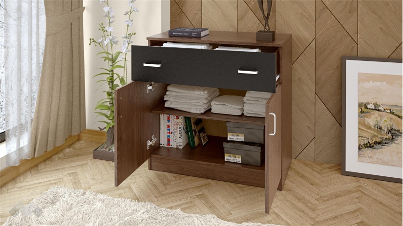 Спален комплект Дрийм с включен матрак Бонел 160/200 тъмен кедър с черно шагре - изглед 5 - МебелМаг Спален комплект Дрийм с включен матрак Бонел 160/200 тъмен кедър с черно шагре - изглед 5