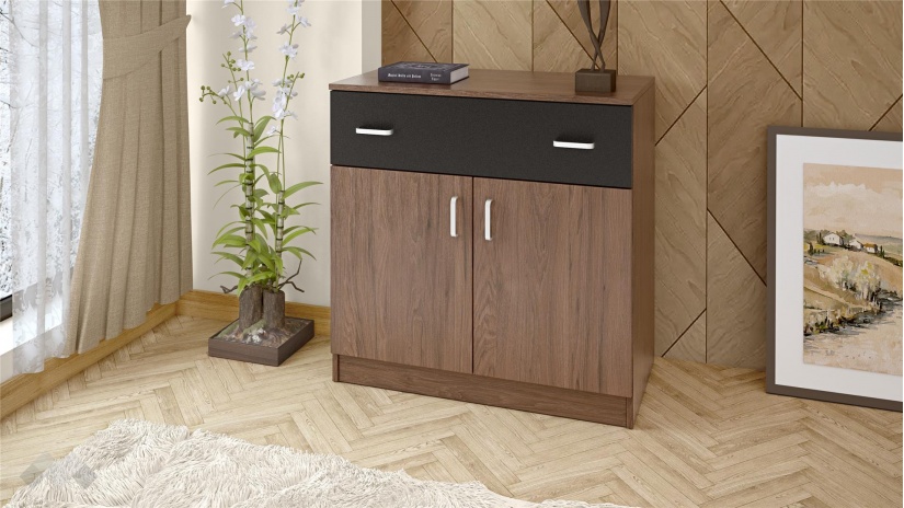 Спален комплект Дрийм с включен матрак Бонел 160/200 тъмен кедър с черно шагре - изглед 4 - МебелМаг Спален комплект Дрийм с включен матрак Бонел 160/200 тъмен кедър с черно шагре - изглед 4