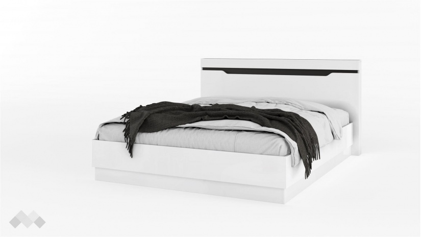 Спалня 160/200 Аляска с включен матрак Бонел 160/200 бяло гланц с графит - изглед 1 - МебелМаг Спалня 160/200 Аляска с включен матрак Бонел 160/200 бяло гланц с графит - изглед 1