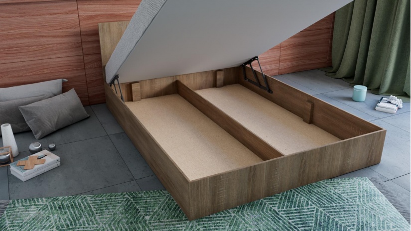 Спалня 144/190 Арго с включен матрак Бонел 144/190 дъб сонома - изглед 2 - МебелМаг Спалня 144/190 Арго с включен матрак Бонел 144/190 дъб сонома - изглед 2