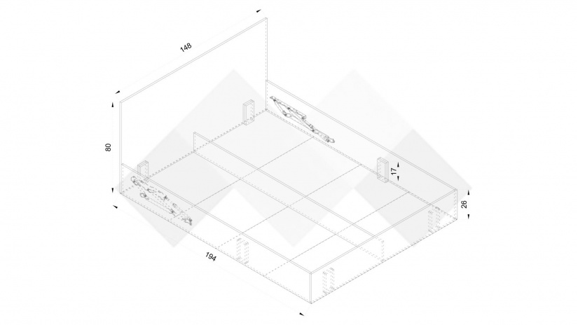 Спалня 144/190 Арго с включен матрак Бонел 144/190 дъб сонома - изглед 3 - МебелМаг Спалня 144/190 Арго с включен матрак Бонел 144/190 дъб сонома - изглед 3