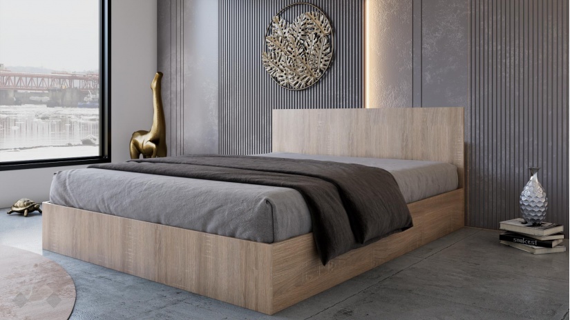 Спалня 160/200 Арго с включен матрак Бонел 160/200 дъб сонома - изглед 1 - МебелМаг Спалня 160/200 Арго с включен матрак Бонел 160/200 дъб сонома - изглед 1