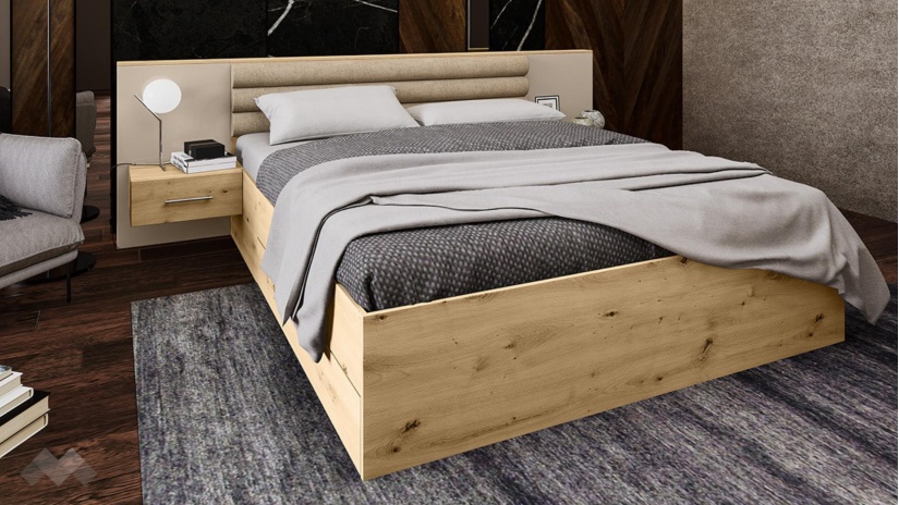 Спалня с нощни шкафчета 160/200 Бедфорд артизан с кашмир гланц - изглед 1 - МебелМаг Спалня с нощни шкафчета 160/200 Бедфорд артизан с кашмир гланц - изглед 1