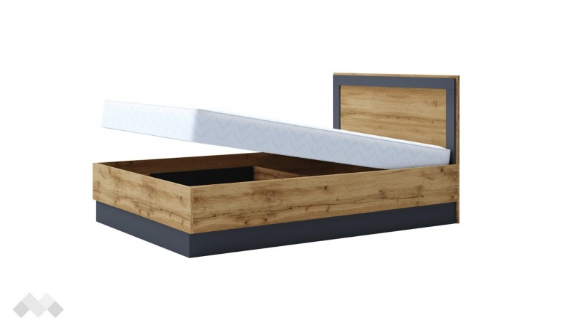 Спалня 140/200 Борей с включен матрак Бонел 140/200 дъб вотан светъл с антрацит - изглед 2 - МебелМаг Спалня 140/200 Борей с включен матрак Бонел 140/200 дъб вотан светъл с антрацит - изглед 2