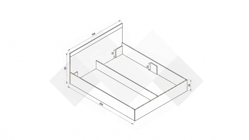Спалня 160/200 Дани с включен матрак Бонел 160/200 малта с антрацит - изглед 2 - МебелМаг Спалня 160/200 Дани с включен матрак Бонел 160/200 малта с антрацит - изглед 2