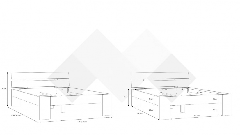 Спалня 140/200 Дирфилд с включен матрак Бонел 140/200 бял - изглед 5 - МебелМаг Спалня 140/200 Дирфилд с включен матрак Бонел 140/200 бял - изглед 5