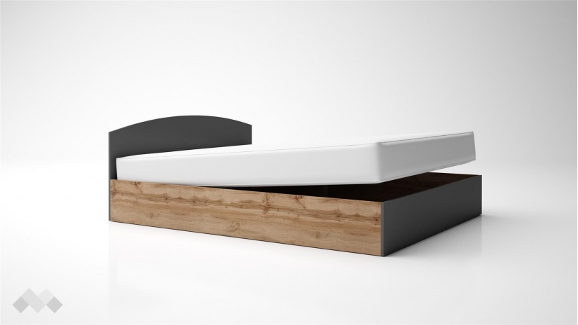 Спалня 160/200 Галати с включен матрак Бонел 160/200 дъб вотан светъл с антрацит - изглед 2 - МебелМаг Спалня 160/200 Галати с включен матрак Бонел 160/200 дъб вотан светъл с антрацит - изглед 2