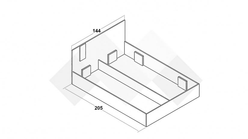 Спалня Кайли с включен матрак Бонел 140/200 дъб вотан с черно шагре - изглед 3 - МебелМаг Спалня Кайли с включен матрак Бонел 140/200 дъб вотан с черно шагре - изглед 3