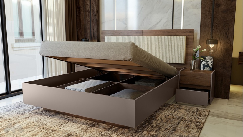 Спалня 160/200 Калатрава кафяв дъб пиемона с лате - изглед 2 - МебелМаг Спалня 160/200 Калатрава кафяв дъб пиемона с лате - изглед 2