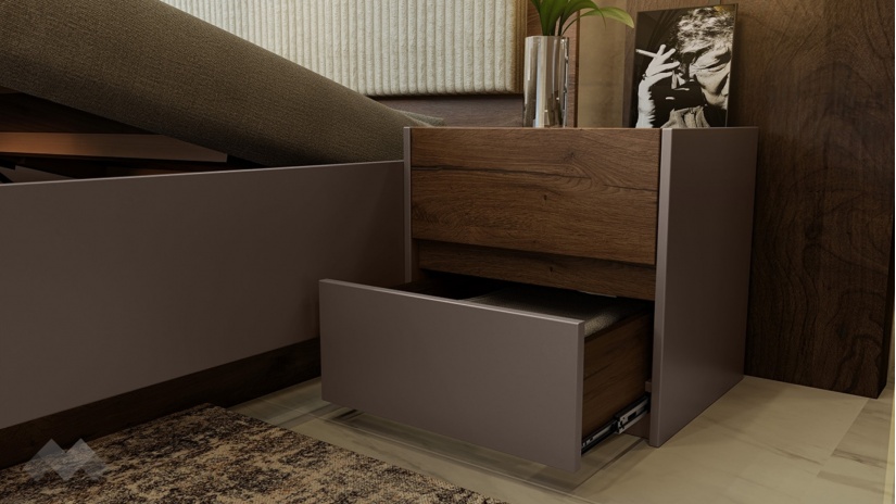 Спалня 160/200 Калатрава кафяв дъб пиемона с лате - изглед 3 - МебелМаг Спалня 160/200 Калатрава кафяв дъб пиемона с лате - изглед 3