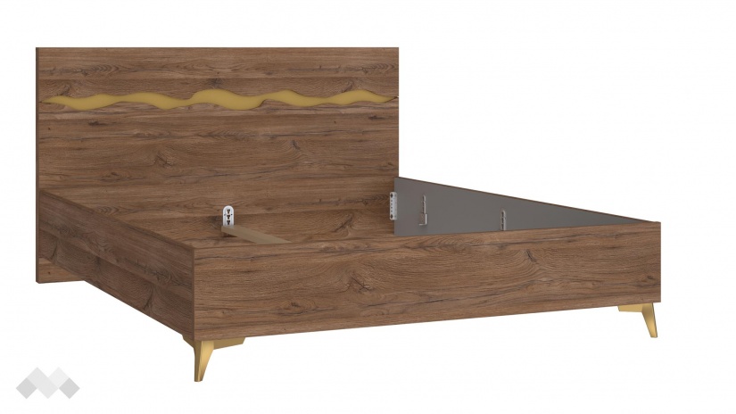 Спалня 160/200 Кения с включен матрак Бонел 160/200 колониален дъб със златно - изглед 3 - МебелМаг Спалня 160/200 Кения с включен матрак Бонел 160/200 колониален дъб със златно - изглед 3