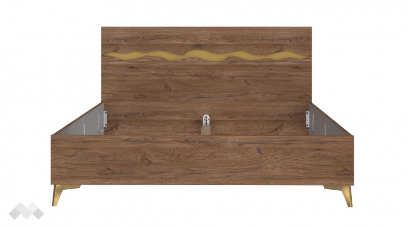 Спалня 160/200 Кения с включен матрак Бонел 160/200 колониален дъб със златно - изглед 4 - МебелМаг Спалня 160/200 Кения с включен матрак Бонел 160/200 колониален дъб със златно - изглед 4