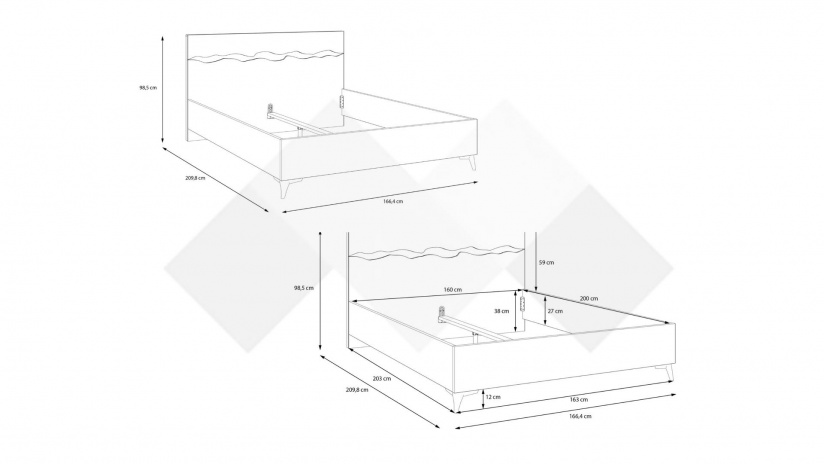 Спалня 160/200 Кения с включен матрак Бонел 160/200 колониален дъб със златно - изглед 5 - МебелМаг Спалня 160/200 Кения с включен матрак Бонел 160/200 колониален дъб със златно - изглед 5
