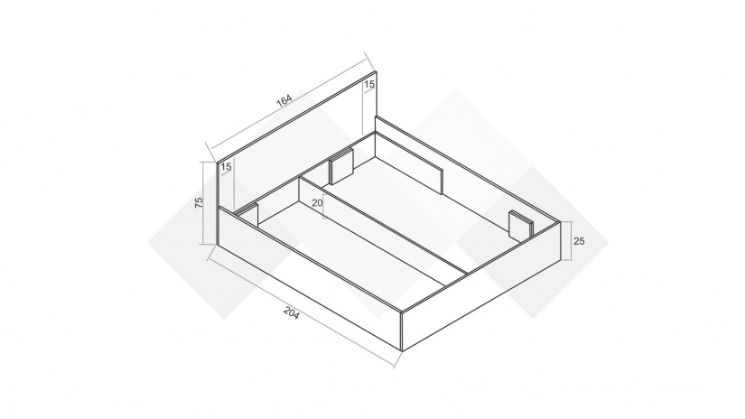 Спалня 160/200 Малена с включен матрак Бонел 160/200 светъл вотан с антрацит - изглед 3
