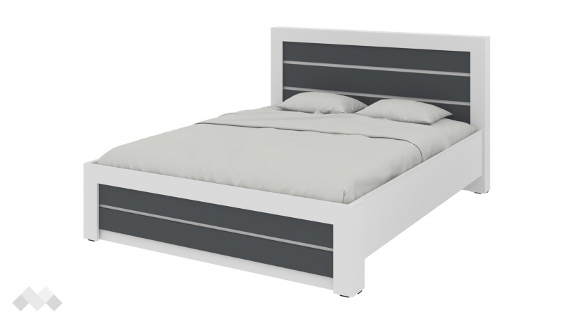 Спалня 160/200 Никола с включен матрак Бонел 160/200 бял с антрацит - изглед 1 - МебелМаг Спалня 160/200 Никола с включен матрак Бонел 160/200 бял с антрацит - изглед 1