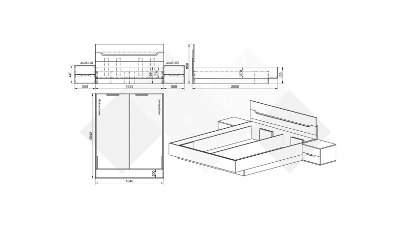 Спалня с нощни шкафчета 160/200 Ница с включен матрак Бонел 160/200 бяло гладко с бяло гланц - изглед 2 - МебелМаг Спалня с нощни шкафчета 160/200 Ница с включен матрак Бонел 160/200 бяло гладко с бяло гланц - изглед 2