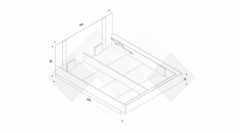 Спалня 160/200 Оптима с включен матрак Бонел 160/200 дъб вотан с черно - изглед 3 - МебелМаг Спалня 160/200 Оптима с включен матрак Бонел 160/200 дъб вотан с черно - изглед 3
