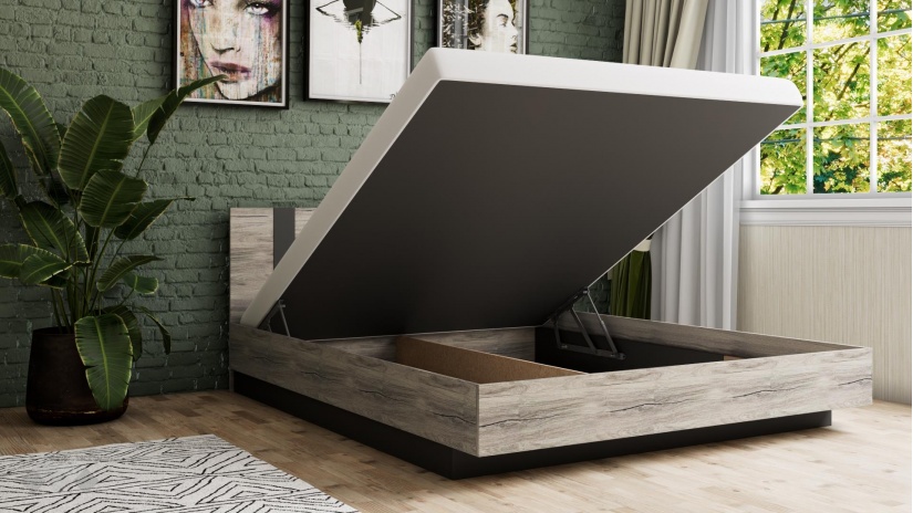 Спалня 160/200 Оптима с включен матрак Бонел 160/200 малта с антрацит - изглед 2 - МебелМаг Спалня 160/200 Оптима с включен матрак Бонел 160/200 малта с антрацит - изглед 2