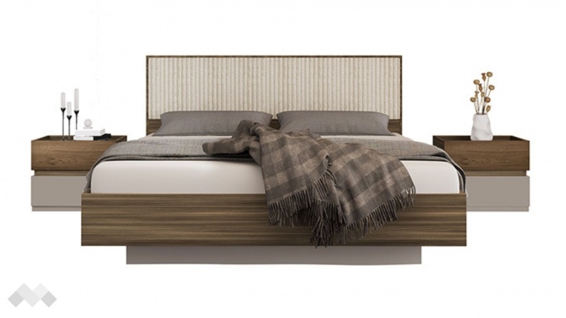 Спалня 160/200 Поситано дъб дилън тъмен с капучино мат и пасифик - изглед 5 - МебелМаг Спалня 160/200 Поситано дъб дилън тъмен с капучино мат и пасифик - изглед 5