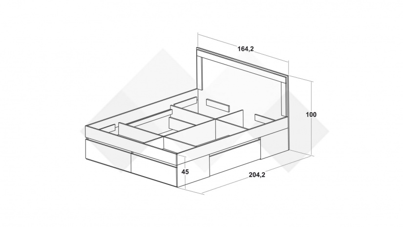 Спалня 160/200 Борей с включен матрак Бонел 160/200 дъб вотан светъл с антрацит - изглед 3