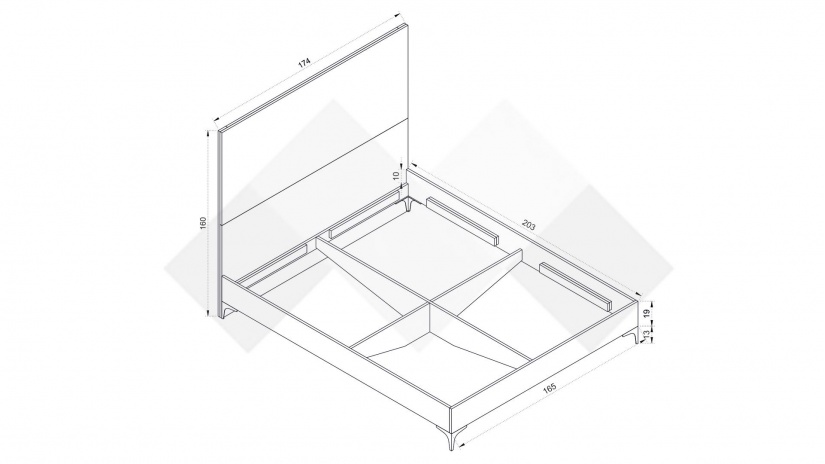 Спалня 160/200 Комо орех селект тъмен с кашмир - изглед 2 - МебелМаг Спалня 160/200 Комо орех селект тъмен с кашмир - изглед 2