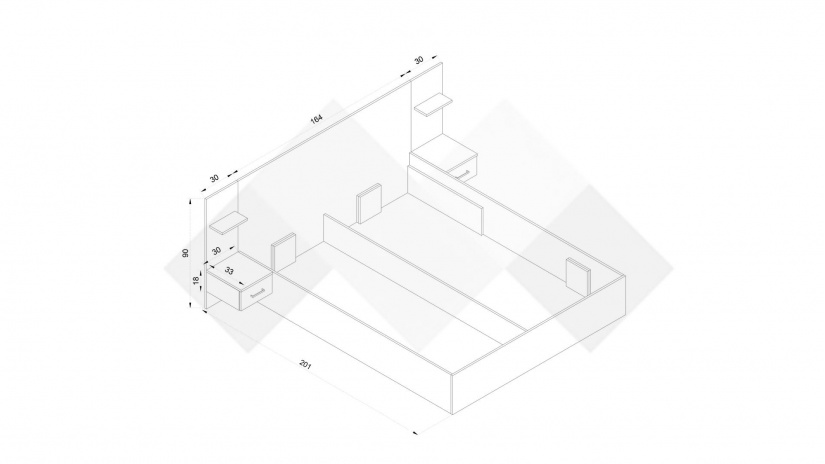 Спалня 160/200 Александрия с включен матрак Бонел 160/200 дъб вотан със светъл вотан - изглед 2 - МебелМаг Спалня 160/200 Александрия с включен матрак Бонел 160/200 дъб вотан със светъл вотан - изглед 2
