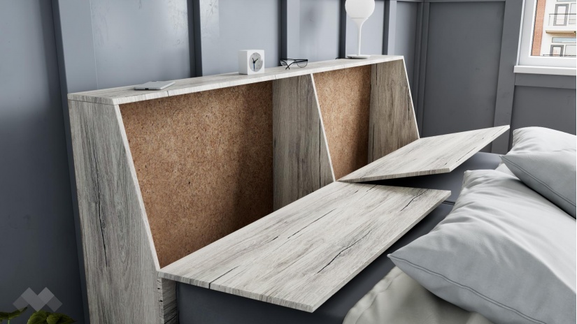 Спалня с ракла 180/200 Спирит с включен матрак Бонел 180/200 малта с антрацит - изглед 3 - МебелМаг Спалня с ракла 180/200 Спирит с включен матрак Бонел 180/200 малта с антрацит - изглед 3