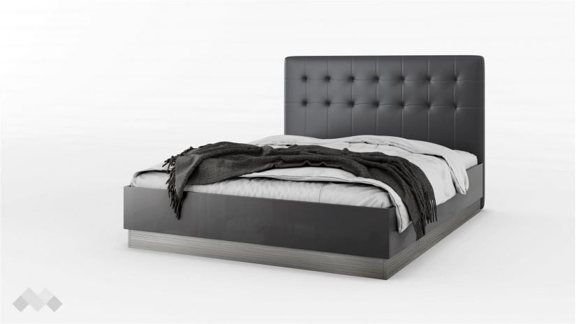 Спалня 160/200 Маями с включен матрак Бонел 160/200 кварц с антрацит гланц - изглед 1 - МебелМаг Спалня 160/200 Маями с включен матрак Бонел 160/200 кварц с антрацит гланц - изглед 1
