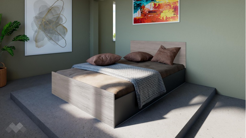 Спалня 140/200 Спирит с включен матрак Бонел 140/200 малта с антрацит - изглед 1 - МебелМаг Спалня 140/200 Спирит с включен матрак Бонел 140/200 малта с антрацит - изглед 1