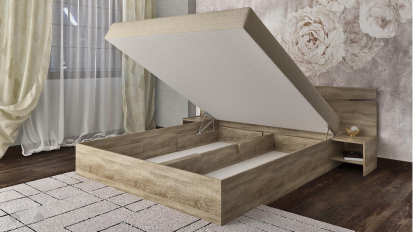 Спалня 160/200 Вентура с включен матрак Бонел 160/200 тъмна сонома - изглед 2 - МебелМаг Спалня 160/200 Вентура с включен матрак Бонел 160/200 тъмна сонома - изглед 2