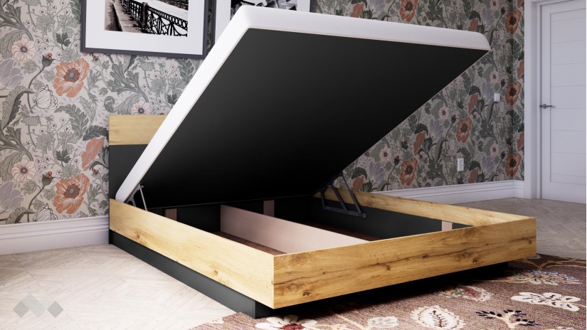 Спалня 160/200 Честър с включен матрак Бонел 160/200 светъл вотан с антрацит - изглед 2 - МебелМаг Спалня 160/200 Честър с включен матрак Бонел 160/200 светъл вотан с антрацит - изглед 2