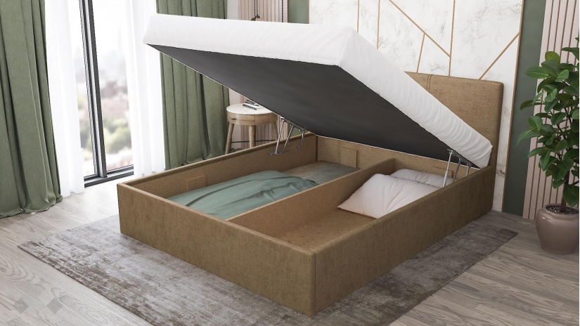 Тапицирана спалня 160/200 Алекса с включен матрак Бонел 160/200 бежов - изглед 4