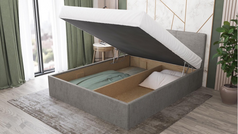 Тапицирана спалня 160/200 Алекса с включен матрак Бонел 160/200 сив - изглед 4 - МебелМаг Тапицирана спалня 160/200 Алекса с включен матрак Бонел 160/200 сив - изглед 4