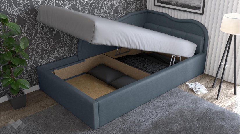 Тапицирана спалня 120/190 Андреа с включен матрак Бонел 120/190 син - изглед 2 - МебелМаг Тапицирана спалня 120/190 Андреа с включен матрак Бонел 120/190 син - изглед 2