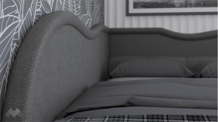 Тапицирана спалня 120/190 Андреа с включен матрак Бонел 120/190 сив - изглед 2 - МебелМаг Тапицирана спалня 120/190 Андреа с включен матрак Бонел 120/190 сив - изглед 2