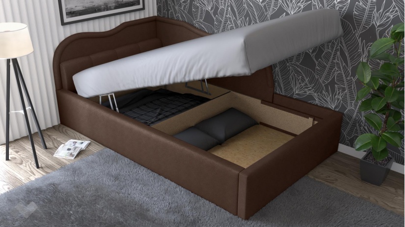 Тапицирана спалня 120/190 Андреа с включен матрак Бонел 120/190 кафяв - изглед 2 - МебелМаг Тапицирана спалня 120/190 Андреа с включен матрак Бонел 120/190 кафяв - изглед 2