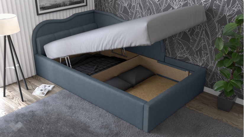 Тапицирана спалня 120/190 Андреа с включен матрак Бонел 120/190 син - изглед 2 - МебелМаг Тапицирана спалня 120/190 Андреа с включен матрак Бонел 120/190 син - изглед 2