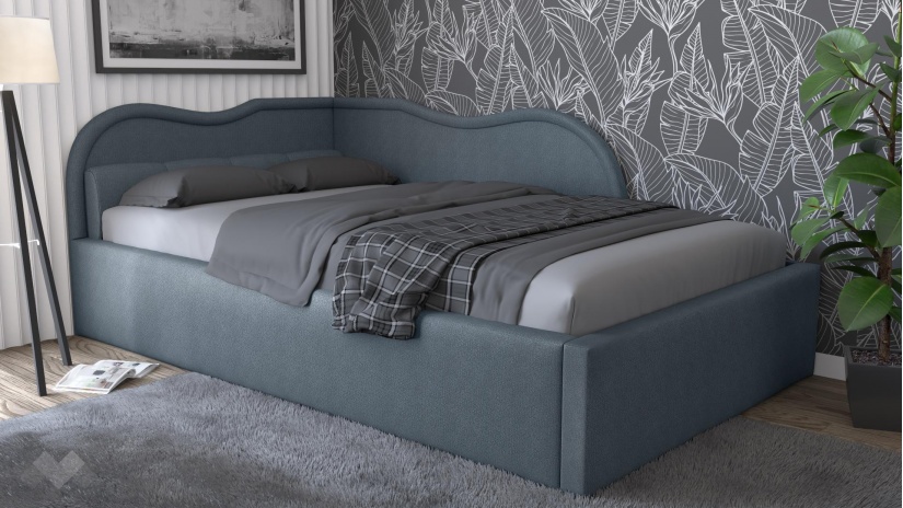 Тапицирана спалня 120/190 Андреа с включен матрак Бонел 120/190 син - изглед 1 - МебелМаг Тапицирана спалня 120/190 Андреа с включен матрак Бонел 120/190 син - изглед 1