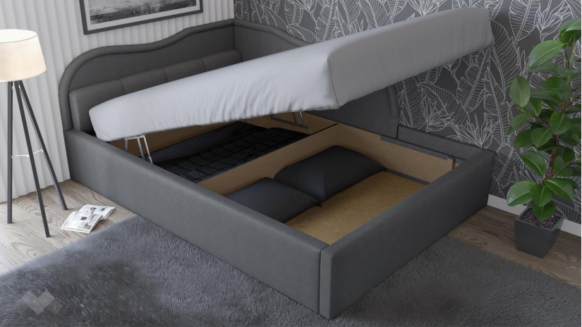 Тапицирана спалня 140/200 Андреа с включен матрак Бонел 140/200 сив - изглед 2 - МебелМаг Тапицирана спалня 140/200 Андреа с включен матрак Бонел 140/200 сив - изглед 2