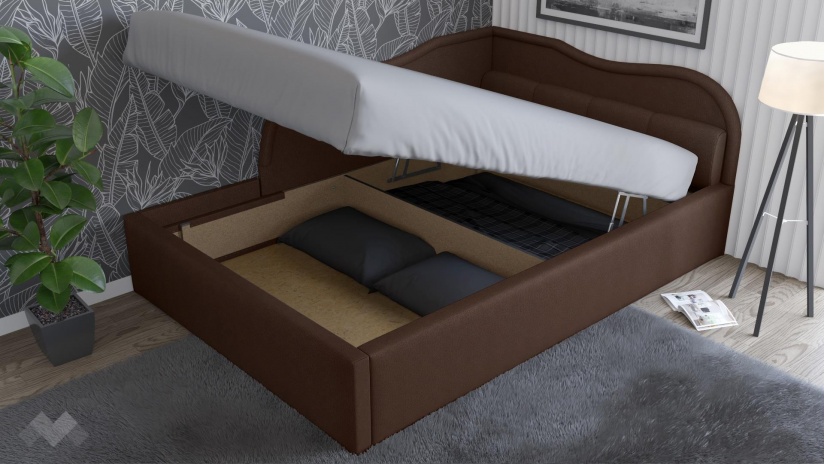 Тапицирана спалня 140/200 Андреа с включен матрак Бонел 140/200 кафяв - изглед 2 - МебелМаг Тапицирана спалня 140/200 Андреа с включен матрак Бонел 140/200 кафяв - изглед 2