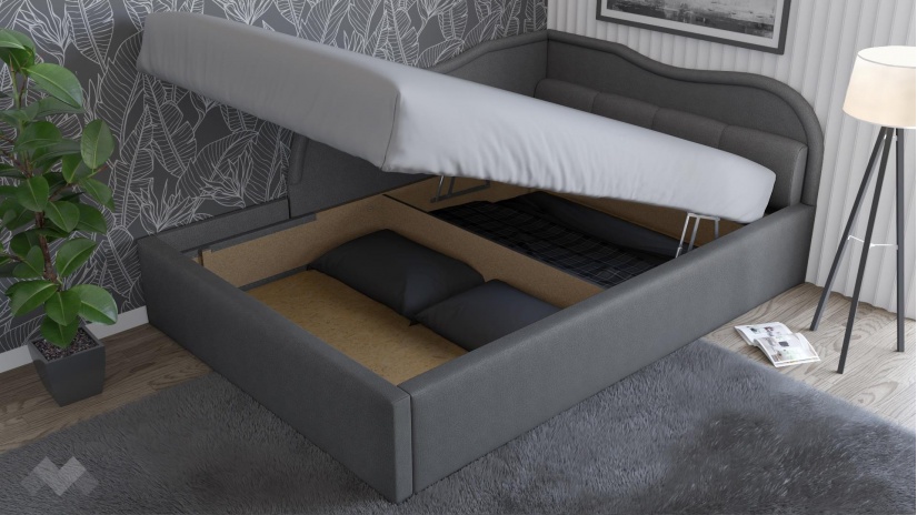 Тапицирана спалня 140/200 Андреа с включен матрак Бонел 140/200 сив - изглед 2 - МебелМаг Тапицирана спалня 140/200 Андреа с включен матрак Бонел 140/200 сив - изглед 2