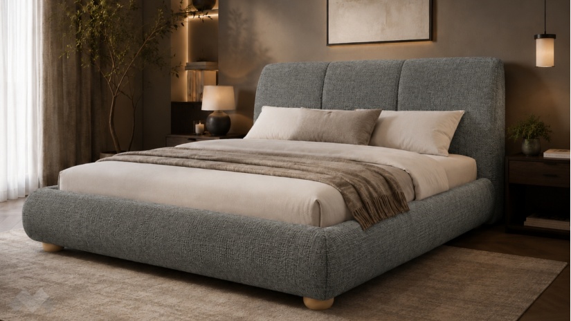 Тапицирана спалня 180/200 Ариоса с включен матрак Sleep Nuvia 180/200 сив - изглед 1