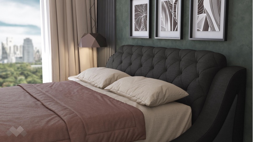 Тапицирана спалня 160/200 Азура с включен матрак Бонел 160/200 графит със сиво - изглед 4 - МебелМаг Тапицирана спалня 160/200 Азура с включен матрак Бонел 160/200 графит със сиво - изглед 4